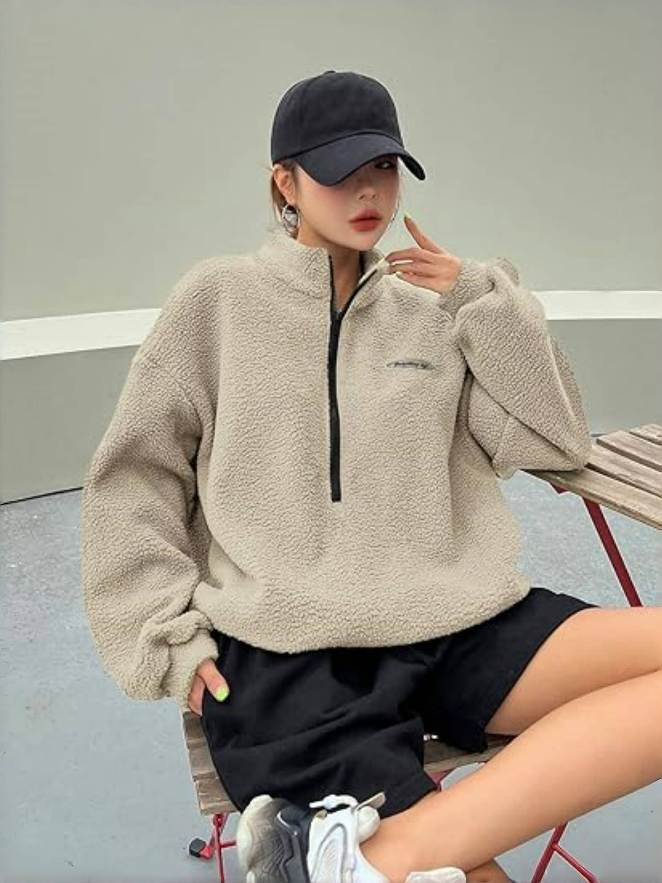 Sofia Trui | Warme Dames Fleece trui met Halve Rits en Zachte Winterstof