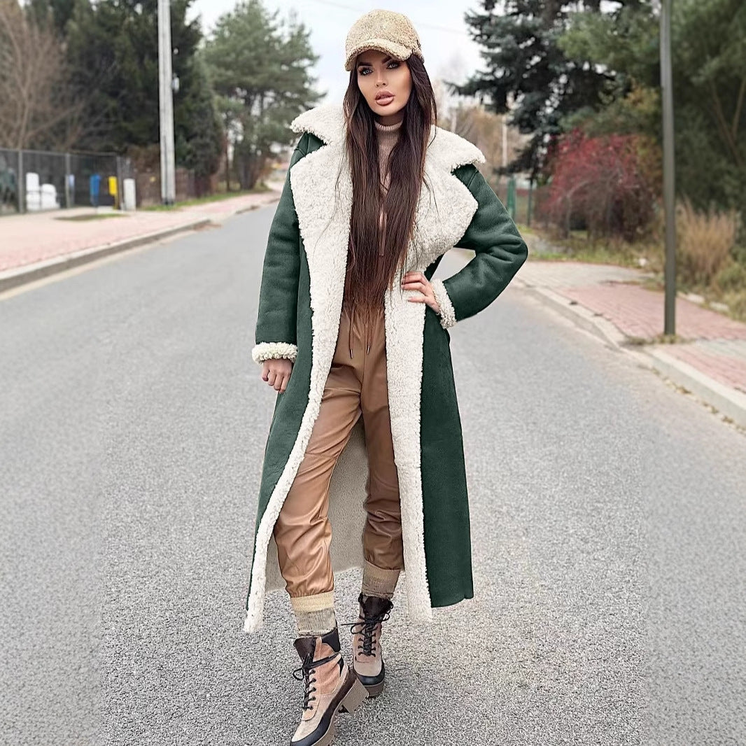 Francesca Fleecejas | Lange Dames Jas van Zacht Fleece met Klassieke Kraag en Elegante Pasvorm