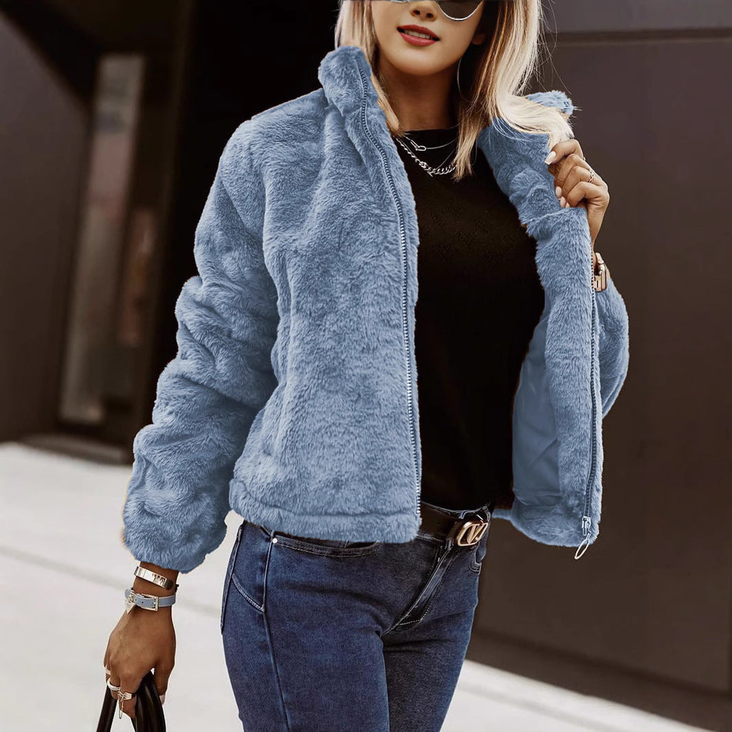 Bianca Faux Fur Coat | Oversized Damesjas met Pluche Textuur en Hoge Kraag