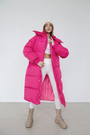 Martina Oversized dames winterjas lang – warme zwarte puffer met capuchon