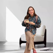 Claudia Overshirt Jas | Trendy Dames Overshirt met Taillekoord en Uniek Patroon