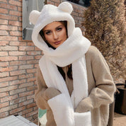 Mila Set | Warme Dames Muts met Aangehechte Sjaal van Zacht Fleece