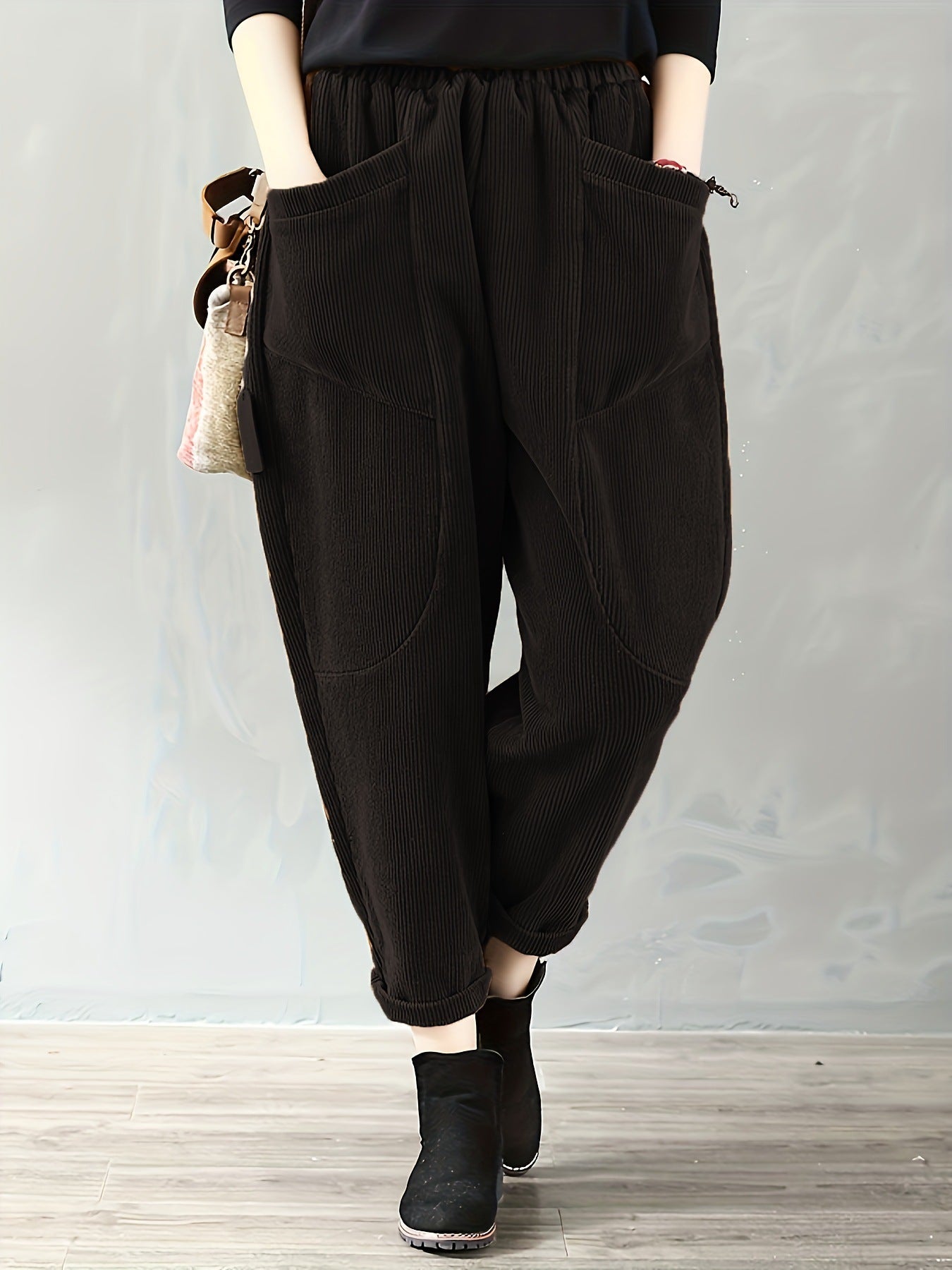 Valeria Broek | Dames Corduroy Broek met Losse Pasvorm en Praktische Zakken