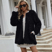 Giada Faux Fur Jas | Lange Dames Jas van Zacht Kunstbont met Open Pasvorm en Volumineuze Look