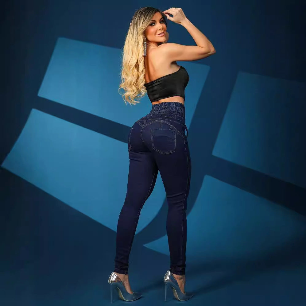 Livia Broek | Dames Stretch Broek met Hoge Taille en Modieuze Vetersluiting