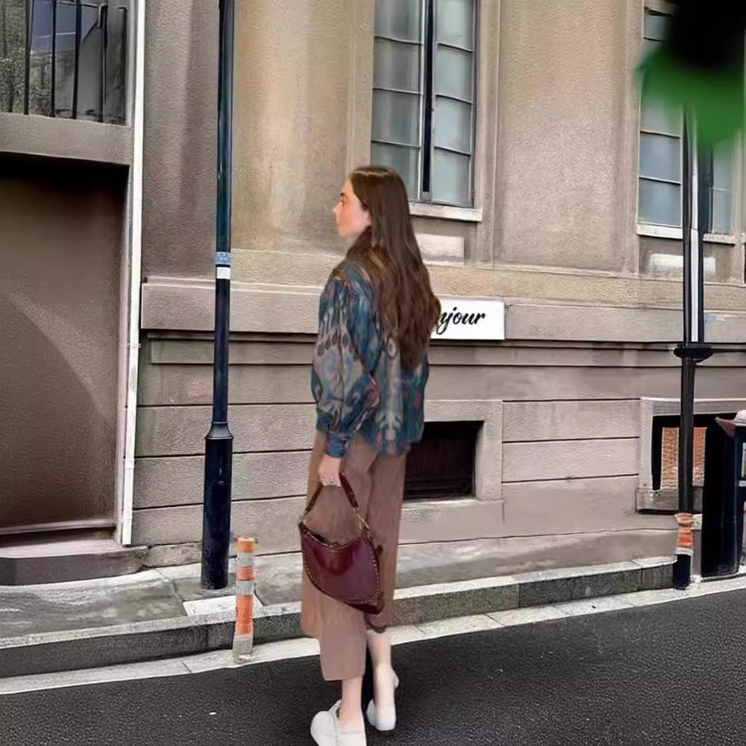 Claudia Overshirt Jas | Trendy Dames Overshirt met Taillekoord en Uniek Patroon