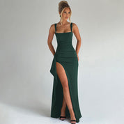 Dames Galajurk Open Rug Maxi Split Spaghettibandjes Slim Fit Formeel Avond - Zwart / Rood / Kersenrood - Maelen