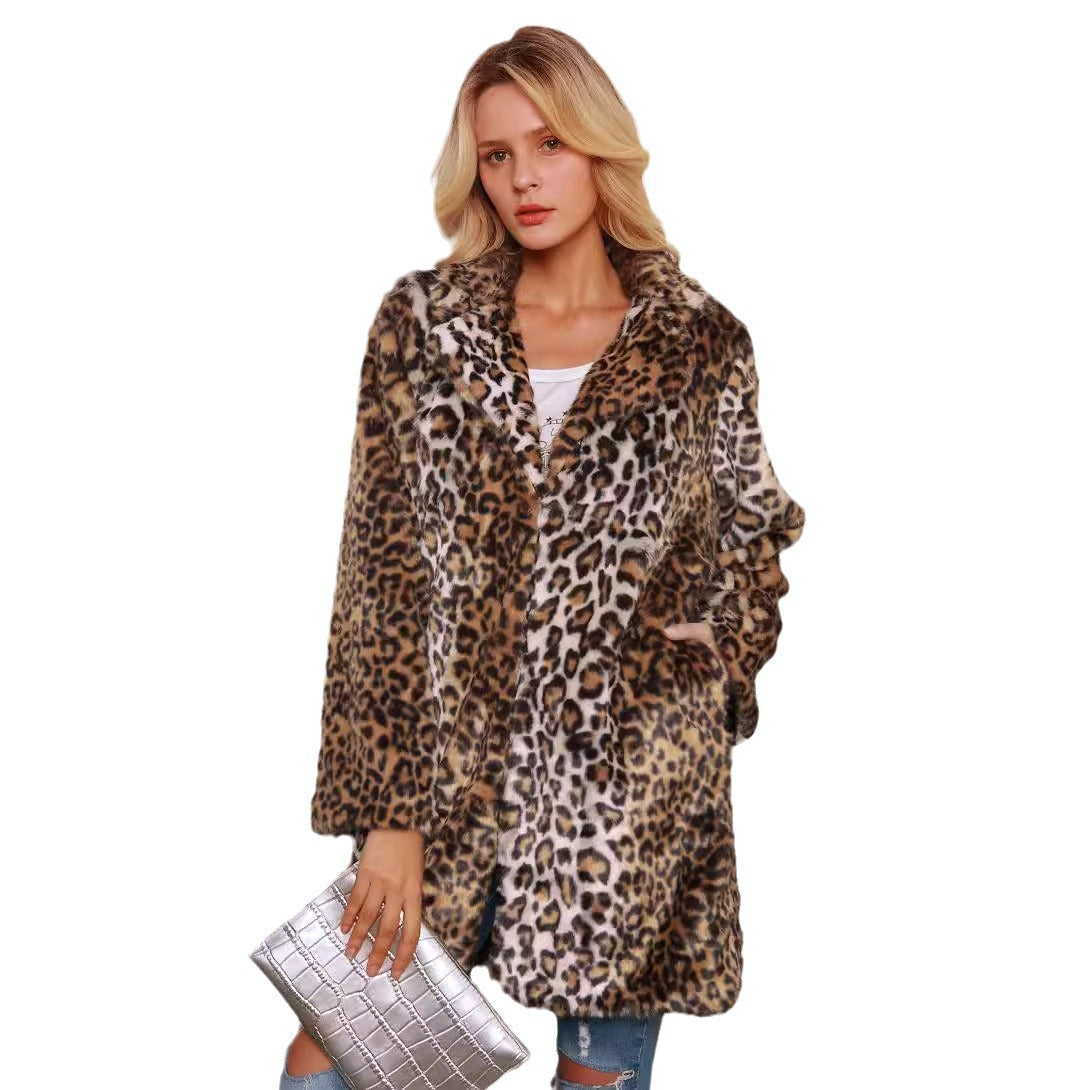 Giulia Cape | Luxe Dames Cape van Zacht Kunstbont met Luipaardprint en Elegante Reverskraag