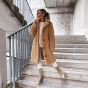 Elena Wool Coat | Oversized Lange Damesjas van Wolmix met Klassieke Revers