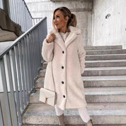 Elena Wool Coat | Oversized Lange Damesjas van Wolmix met Klassieke Revers