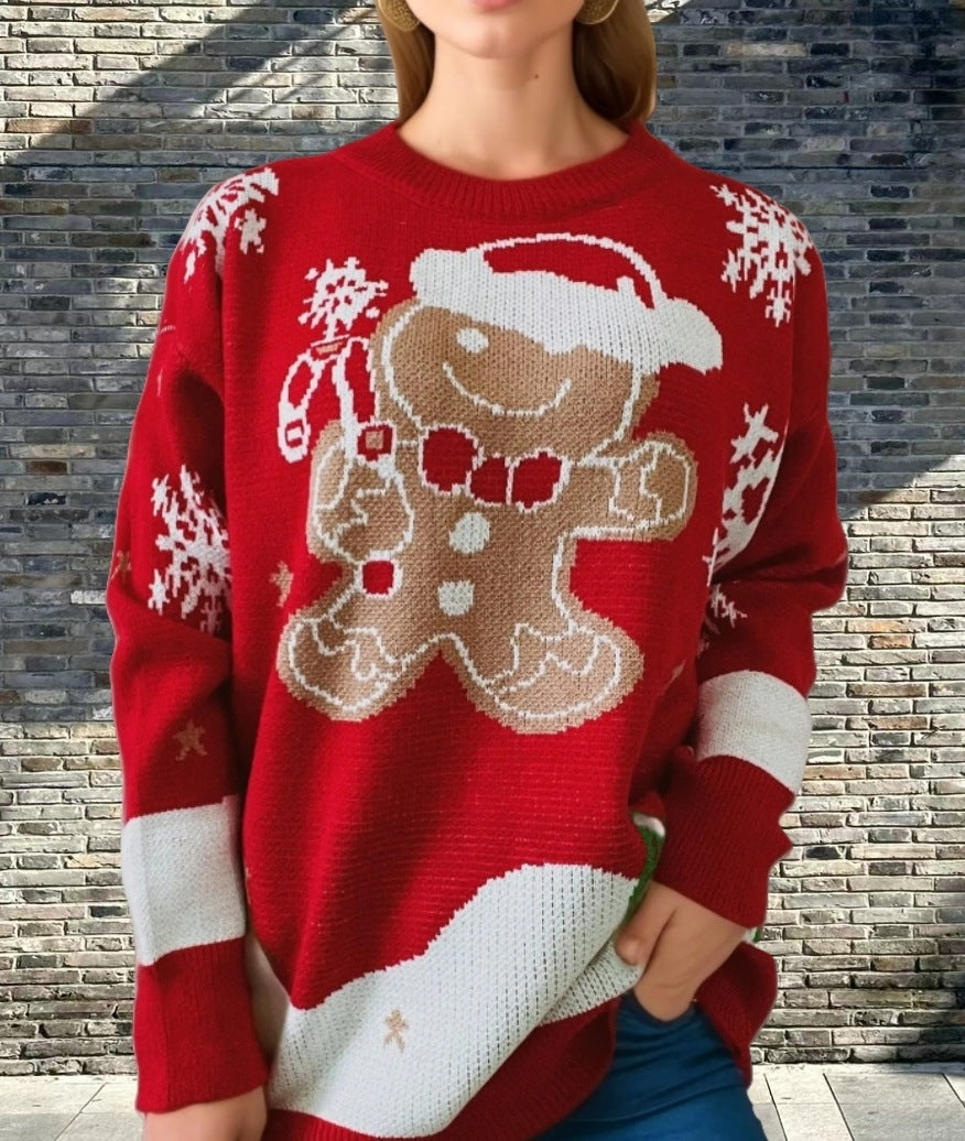Sofia Kersttrui | Rode Damestrui met Kerstkoek motief en Feestelijke Details