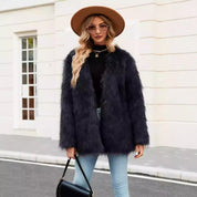 Arianna Kunstbont Jas | Luxe Dames Jas van Zacht Faux Fur met Open Pasvorm en Elegante Look