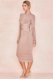 Valentina Jurk | Stijlvolle Midi-Jurk met Opstaande Kraag en Elegante Pasvorm