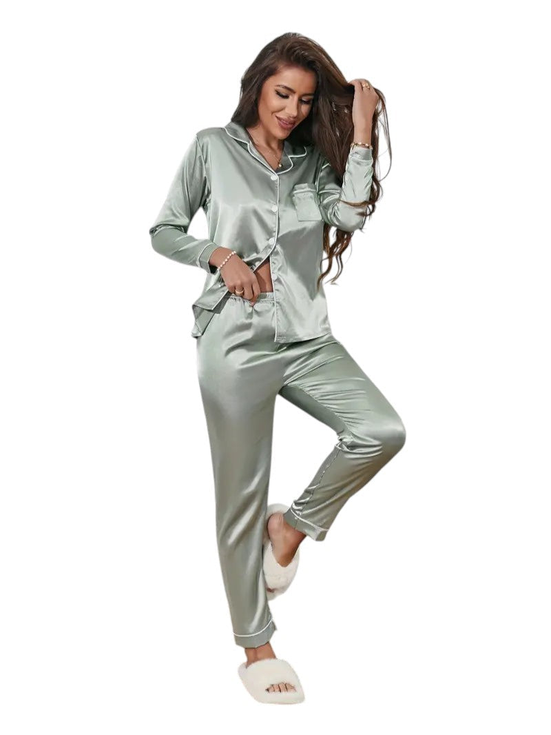 Giulia Dames pyjamaset satijn | Luxe satijnen pyjama met glans | Comfortabele slaapset