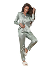 Giulia Dames pyjamaset satijn | Luxe satijnen pyjama met glans | Comfortabele slaapset