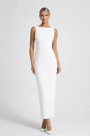 Maxi Jurk Dames Open Rug Strapless Aansluitend Bruiloft Gast - Wit - Maelen