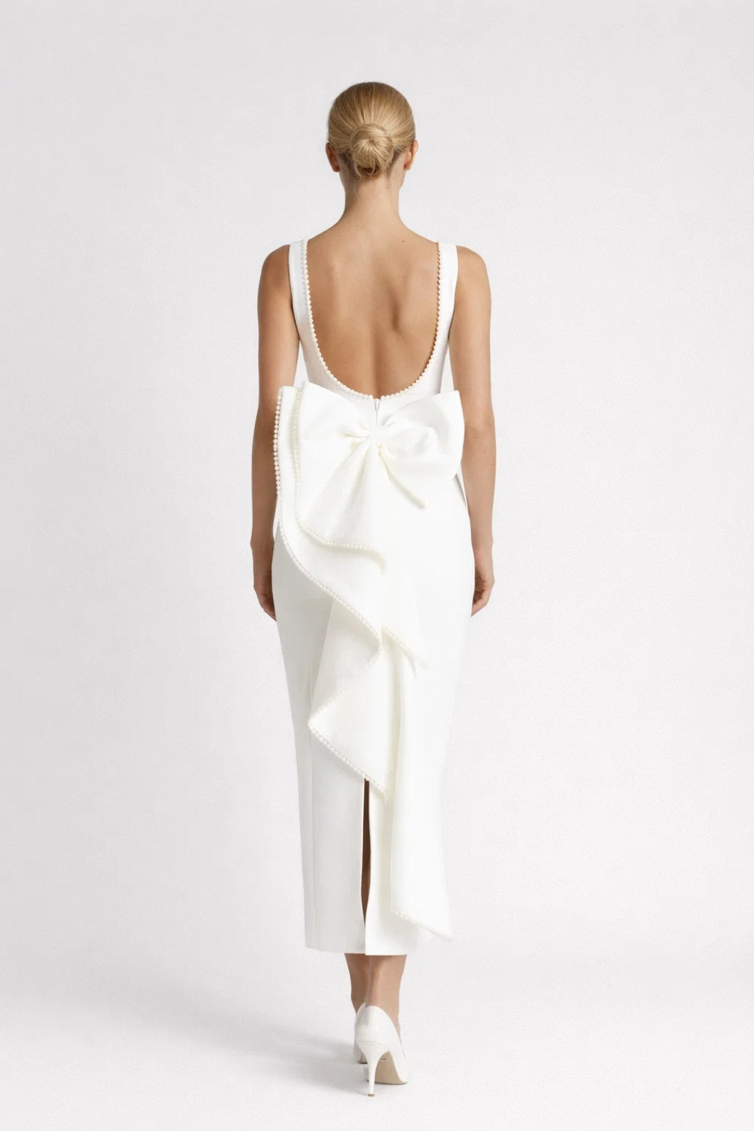 Maxi Jurk Dames Open Rug Strapless Aansluitend Bruiloft Gast - Wit - Maelen