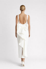 Maxi Jurk Dames Open Rug Strapless Aansluitend Bruiloft Gast - Wit - Maelen