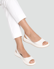 Orthopedische Sandalen Dames met Sleehak, Open Tenen en Slingback - Roze/Blauw/Wit