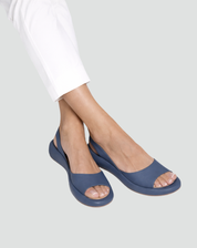 Orthopedische Sandalen Dames met Sleehak, Open Tenen en Slingback - Roze/Blauw/Wit
