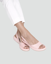 Orthopedische Sandalen Dames met Sleehak, Open Tenen en Slingback - Roze/Blauw/Wit