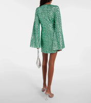 Glitter Mini Jurk - V-hals & Wijde Mouwen - Elena