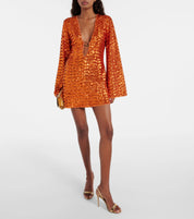 Glitter Mini Jurk - V-hals & Wijde Mouwen - Elena