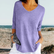 Dames Top V-Hals Zomer Luchtig Casual - Beige / Wit / Zwart - Maelen