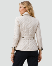 Gewatteerde Dames Tussenseizoenjas Elegant met Kraag en Knopen en Ruitpatroon - Zwart/Rood/Blauw