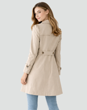 Trenchcoat Dames Getailleerd met Revers en Knoopsluiting, Klassiek Kort Jasje - Francesca Donati