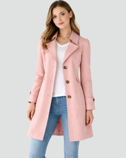 Trenchcoat Dames Getailleerd met Revers en Knoopsluiting, Klassiek Kort Jasje - Francesca Donati