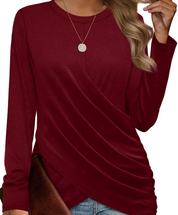 Cynthia Top | T-shirt met Geplooide Losse Mouwen en Casual Ronde Hals