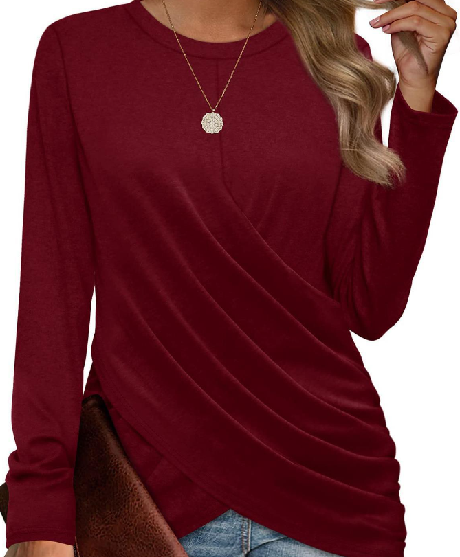 Cynthia Top | T-shirt met Geplooide Losse Mouwen en Casual Ronde Hals