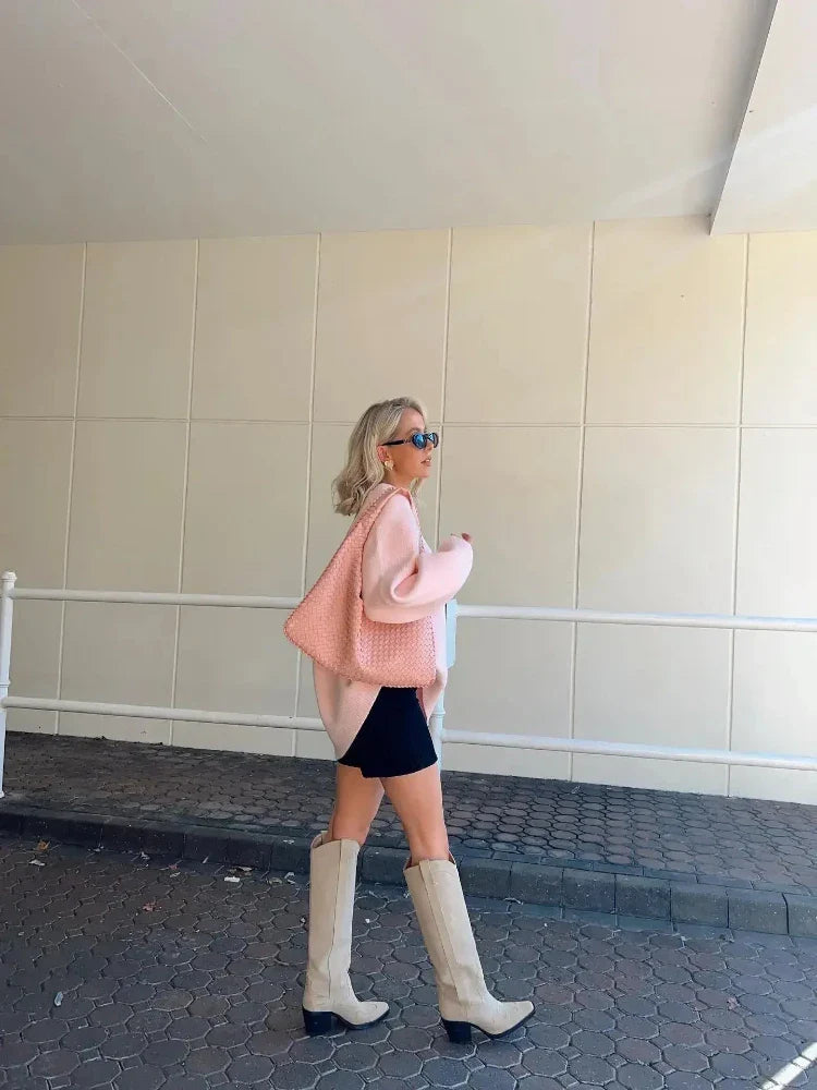 Francesca Getailleerde dames trui met ronde hals – elastische ribtrui met comfortabele pasvorm