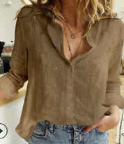 Chiara Blouse | Oversized Damesblouse met Knoopsluiting en Opstaande Kraag