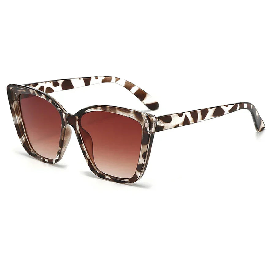 Oversized Cat Eye Zonnebril Dames met Dik Montuur en UV400 - Luipaardprint / Zwart - Maelen