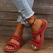 Dames Orthopedische Sandalen Twee Bandjes Gespsluiting Ergonomische Zool Dagelijks - Rood / Donkerblauw / Zwart - Maelen