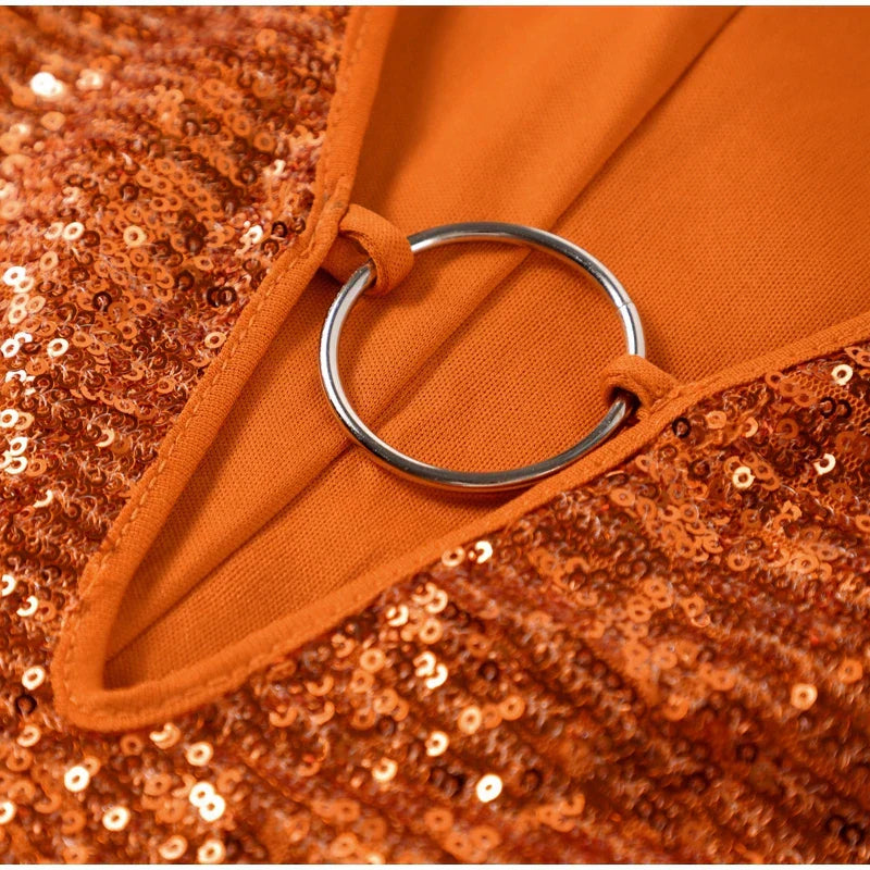 Glitter Mini Jurk - V-hals & Wijde Mouwen - Elena