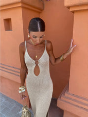 Ammy Jurk | Luchtige Maxi Zomerjurk met Open Rug en Elegante Pasvorm