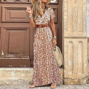 Dames Boho Maxi Jurk Bloemenprint met Riem Vintage Casual Zomer - Rood / Blauw / Groen - Maelen