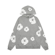 Giulia Zwarte hoodie met bloemenprint | Unisex hoodie met ruime zak en casual draagcomfort