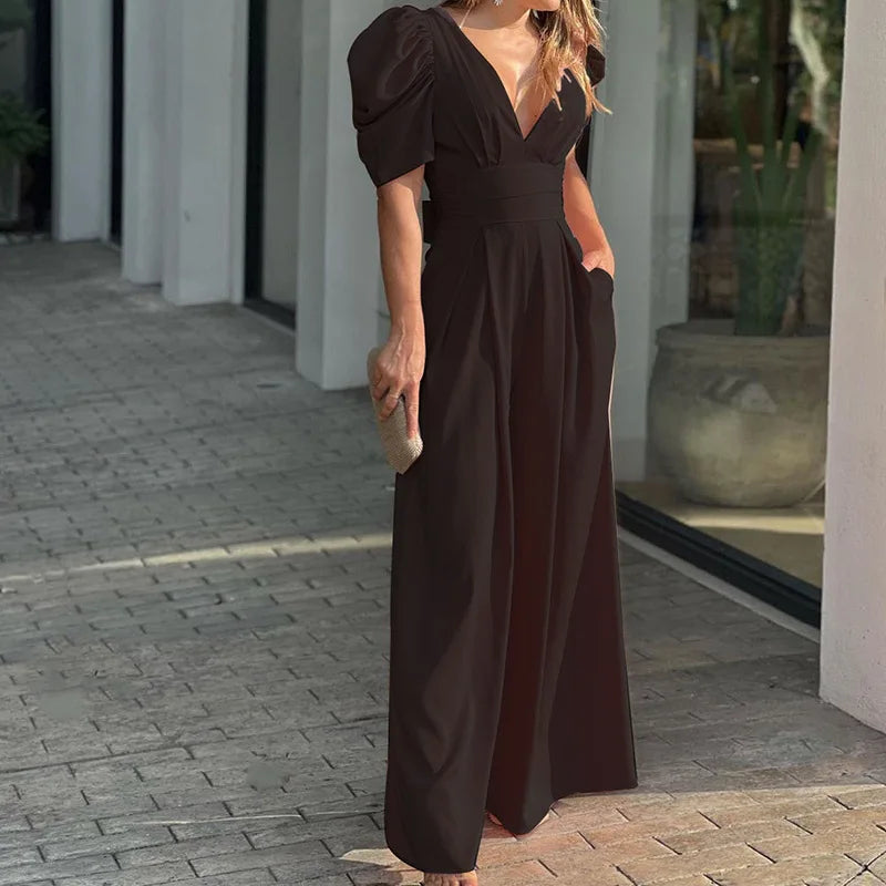 Calandra Jumpsuit | Elegante Jumpsuit met Pofmouwen voor Formele Gelegenheden