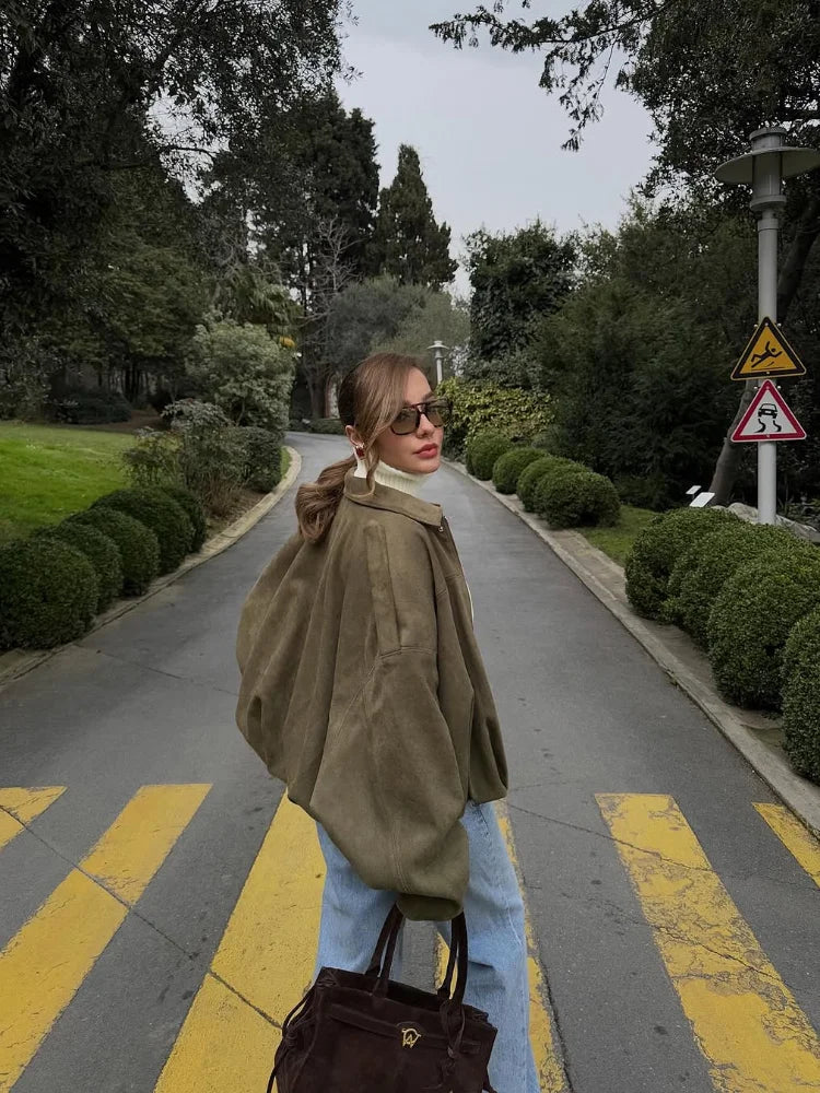 Giulia Bomberjack | Suède Damesjack met Tijdloos Bombersilhouet en Luxe Afwerking