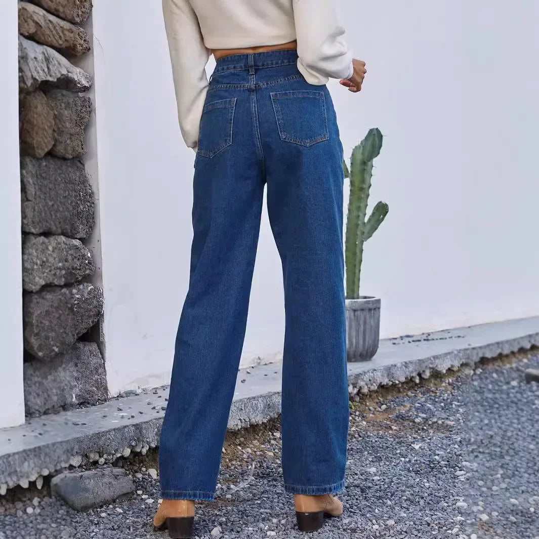 Siena Jeans | Losse Dames Mom Jeans in Donkerblauw met Moderne Pasvorm