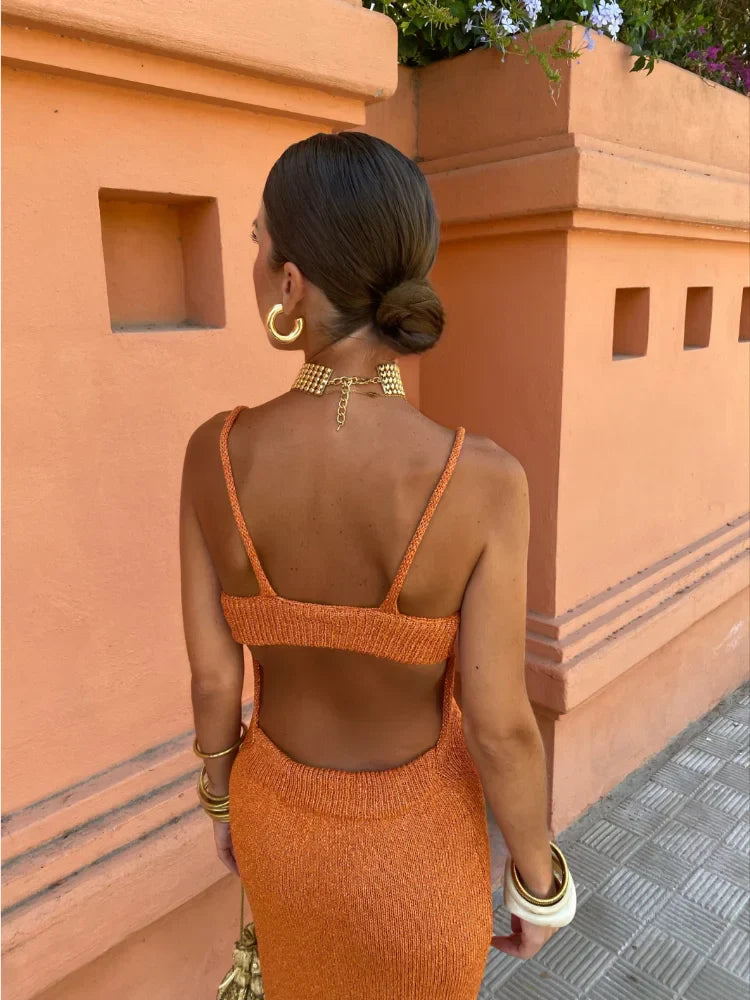 Ammy Jurk | Luchtige Maxi Zomerjurk met Open Rug en Elegante Pasvorm