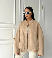 Valentina Jas | Oversized Dames Bomberjack met Drukknoopsluiting en Opstaande Kraag