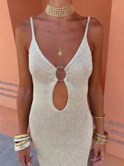 Ammy Jurk | Luchtige Maxi Zomerjurk met Open Rug en Elegante Pasvorm