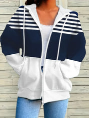 Giada Hoodie | Gestreepte Damestrui met Kap en Sportieve Winterlook