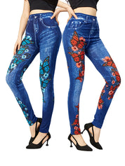 Alessia Broek | Dames Stretch Broek met Hoge Taille en VlinderprintAlessia Broek | Dames Stretch Broek met Hoge Taille en Vlinderprint