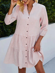 Dames A-lijn Midi Jurk V-hals Mouwloos Dagelijks en Zomer - Blauw / Roze - Maelen